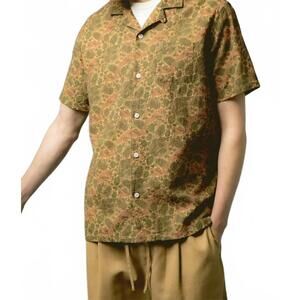 NEW KESTIN crammond textured cotton shirt in olive marble